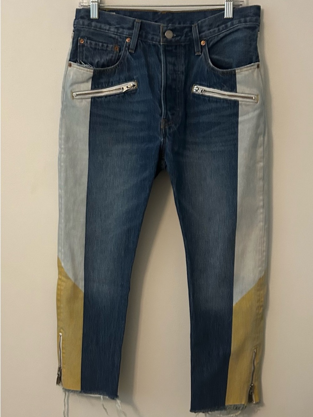 Levi’s 501 women’s Two-Tone Blue and Yellow Panel Jeans